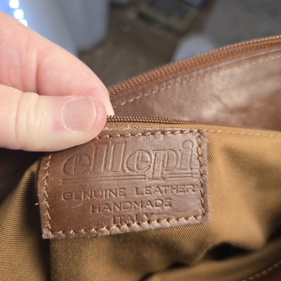 NWOT ELLEPI Brown Leather Woven Shoulder Bag Lined Zipped. Made In ITALY - Picture 11 of 11